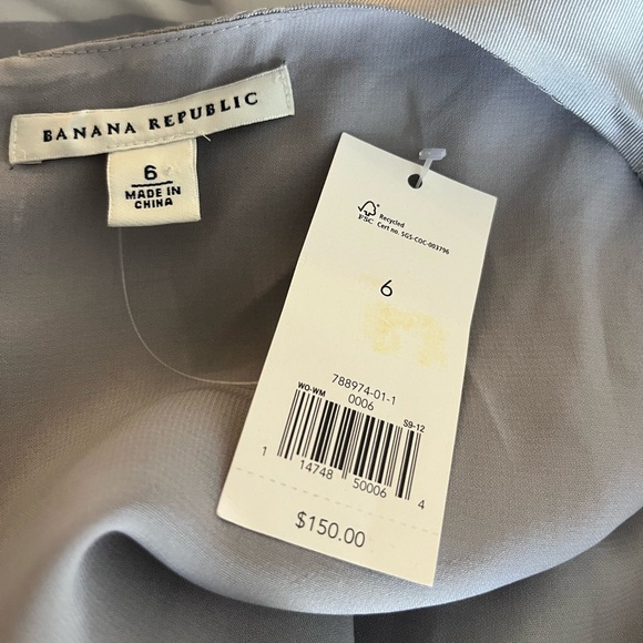 Banana Republic Silver Silk Faux Wrap Dress - Holiday Classy - Size 6 - NWT - Picture 10 of 11